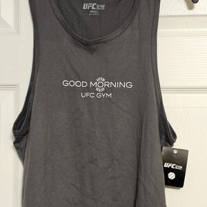 NWT UFC Gym "Good Morning" Crop Tank Top - Gray Heather Small